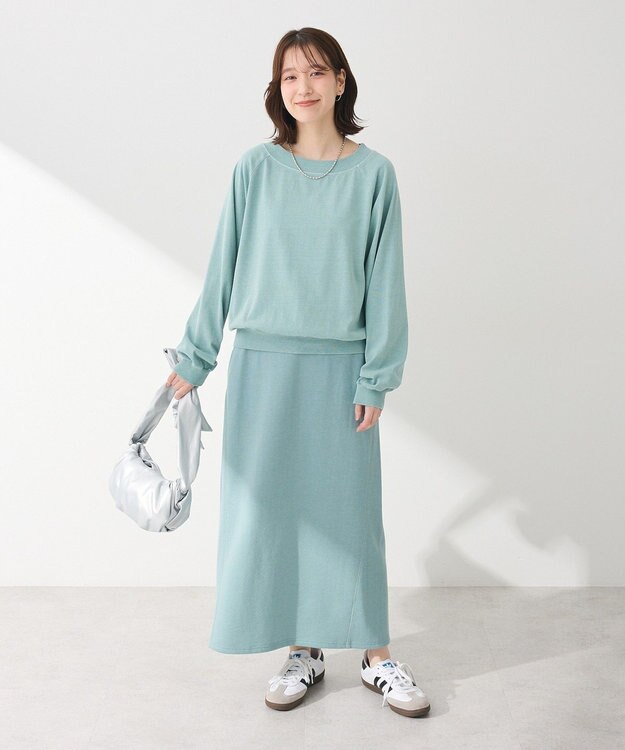 Green Parks ピグメントボートネックプルオーバー Light Blue