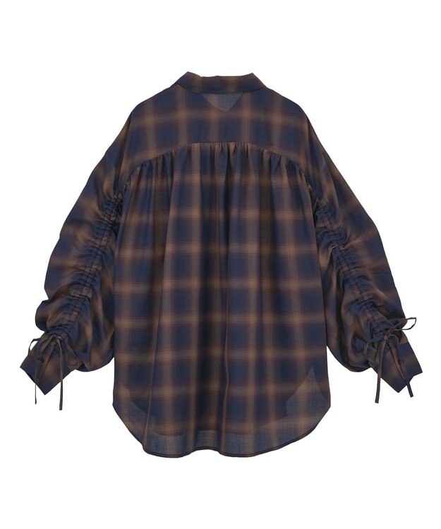 Green Parks ・ＥＬＥＮＣＡＲＥ　ＤＵＥ　チェックギャザーシャツ Navy