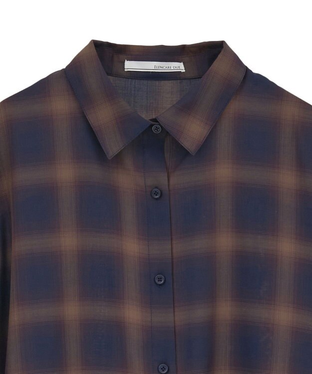 Green Parks ・ＥＬＥＮＣＡＲＥ　ＤＵＥ　チェックギャザーシャツ Navy