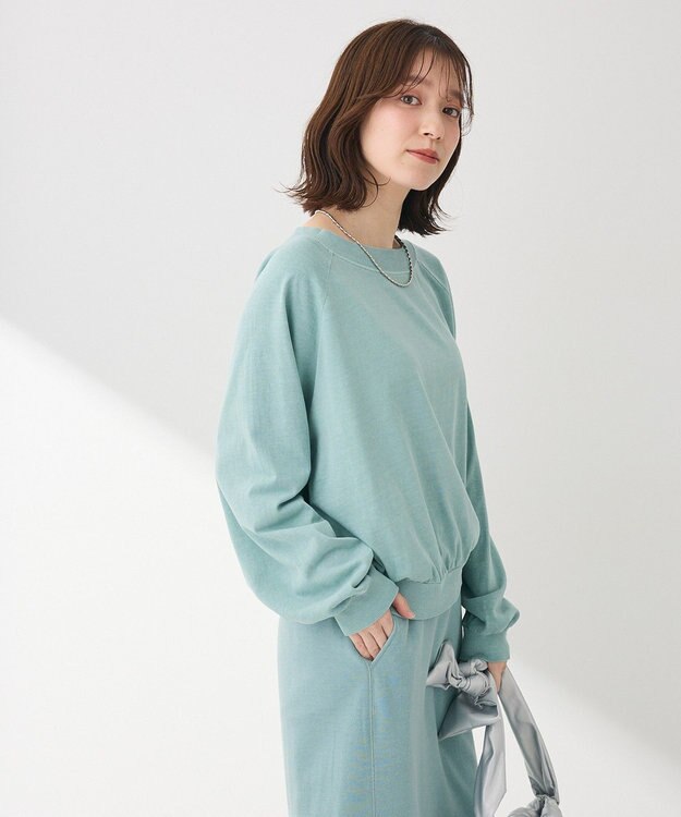 Green Parks ピグメントボートネックプルオーバー Light Blue