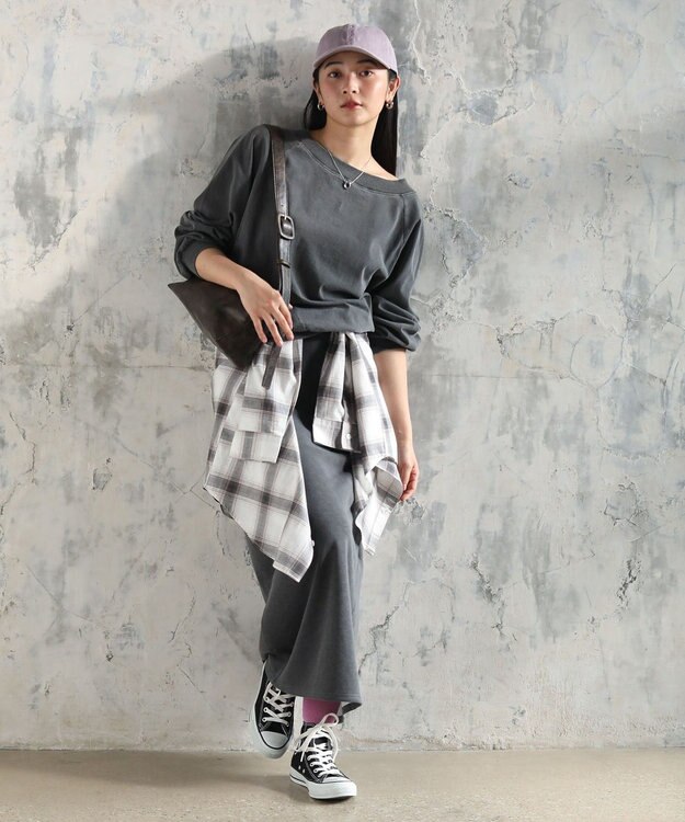 Green Parks ピグメントボートネックプルオーバー Charcoal Gray