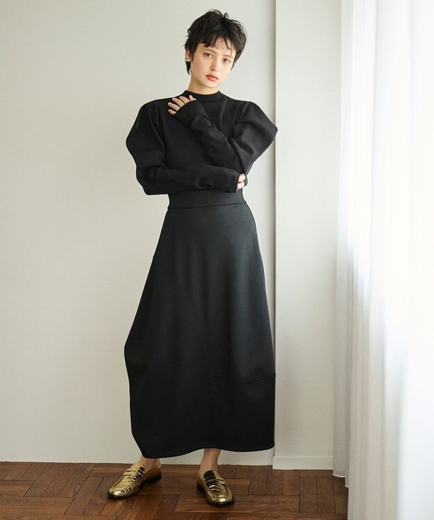 #Newans ラウンドステッチスカート ブラック