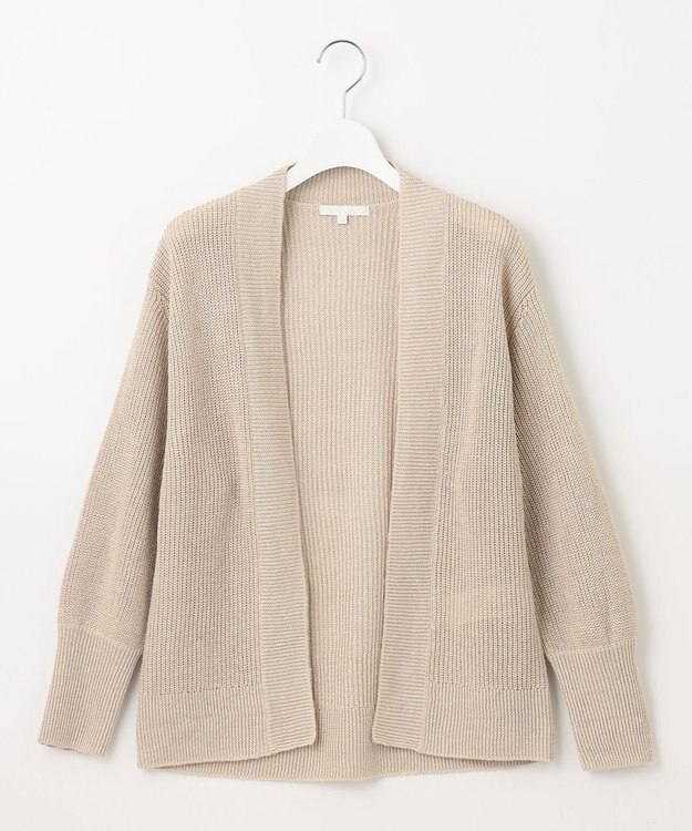 自由区 【WEB限定カラーあり・洗える】リネンミドルゲージニット カーディガン フラックス