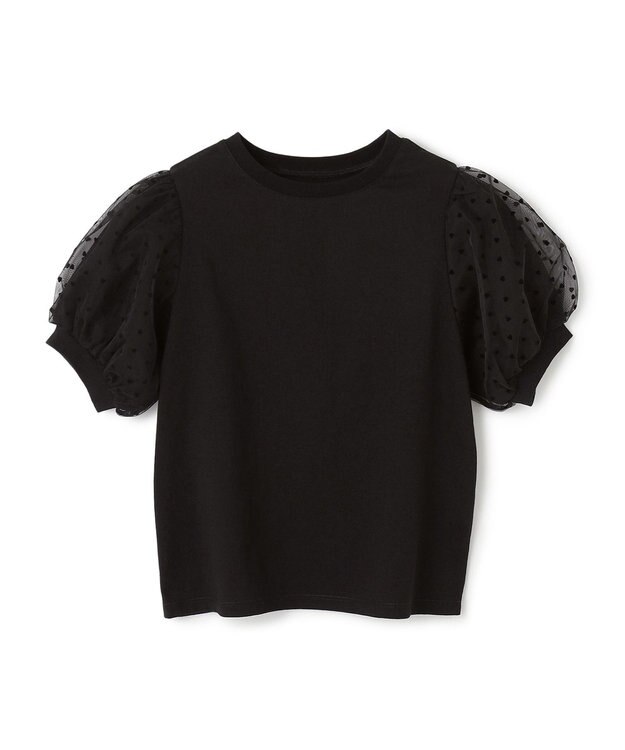 UNFILO 【110-150cm】アソート コンビTシャツ ブラック[袖チュール]