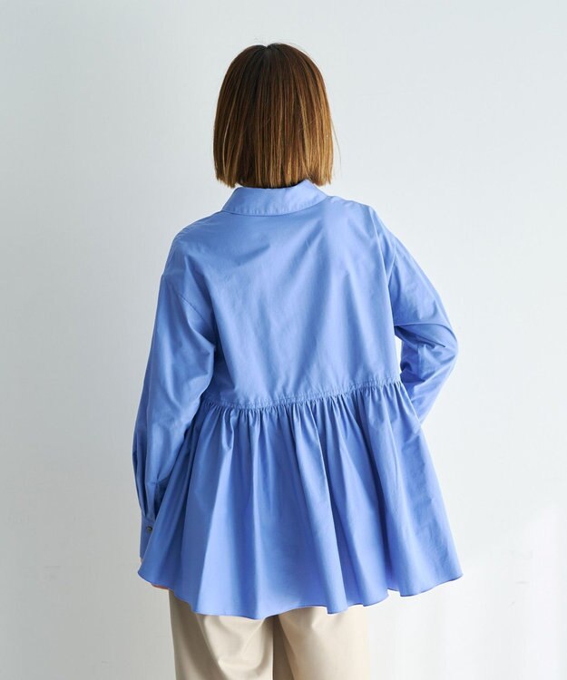 YECCA VECCA ペプラムギャザーシャツ Blue