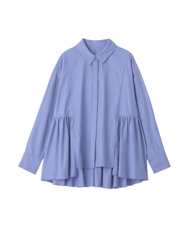 YECCA VECCA ペプラムギャザーシャツ Blue
