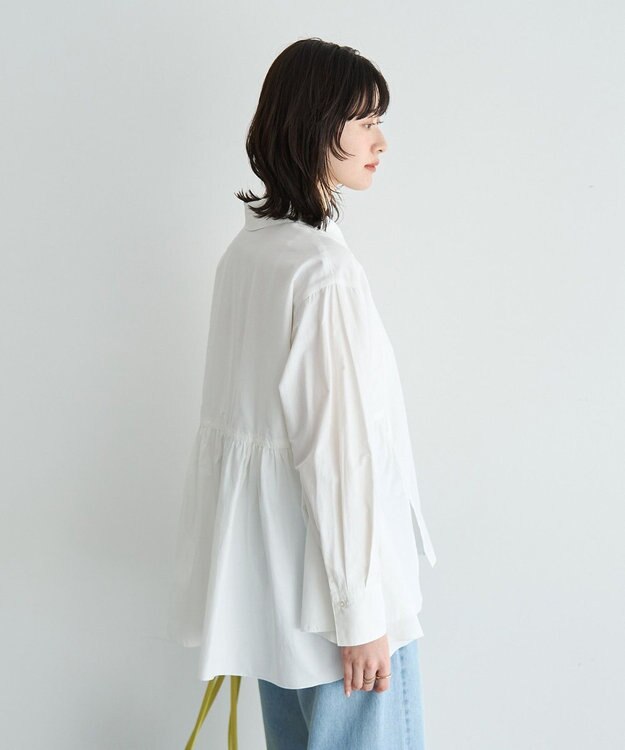 YECCA VECCA ペプラムギャザーシャツ Off White
