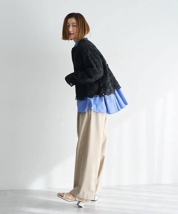 YECCA VECCA ペプラムギャザーシャツ Blue