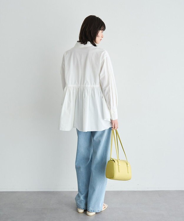 YECCA VECCA ペプラムギャザーシャツ Off White