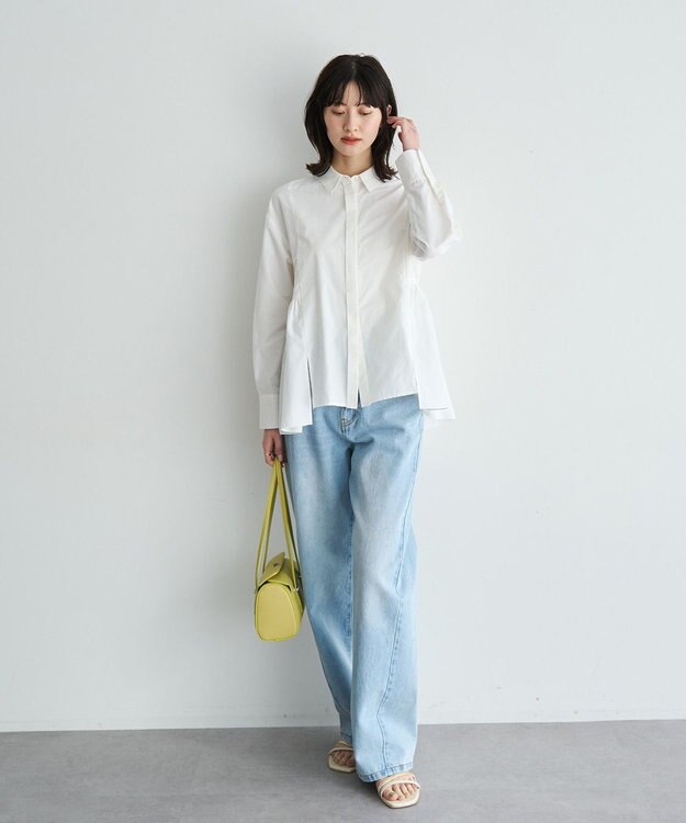 YECCA VECCA ペプラムギャザーシャツ Off White