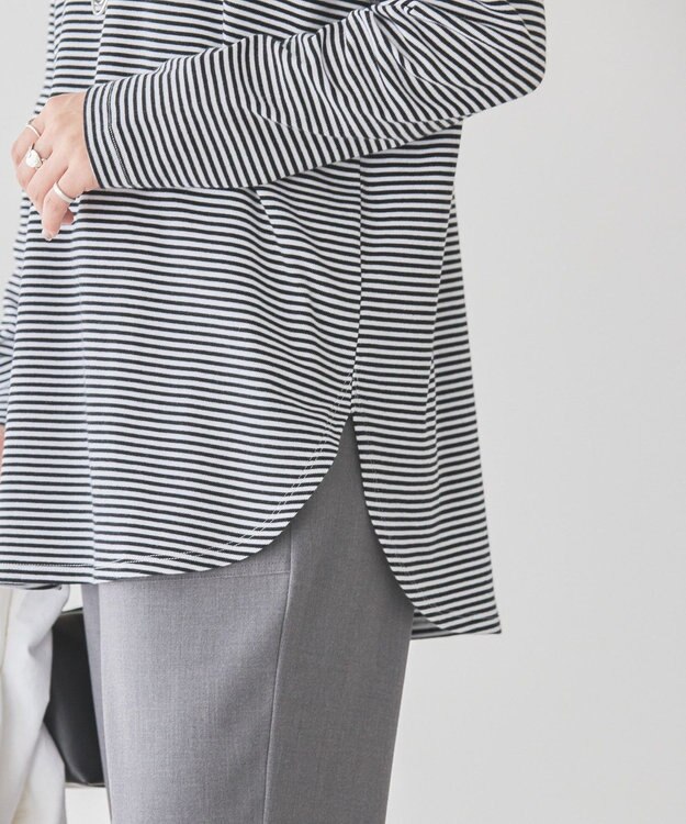 AMERICAN HOLIC クルーネックロングカットプルオーバー Border Black