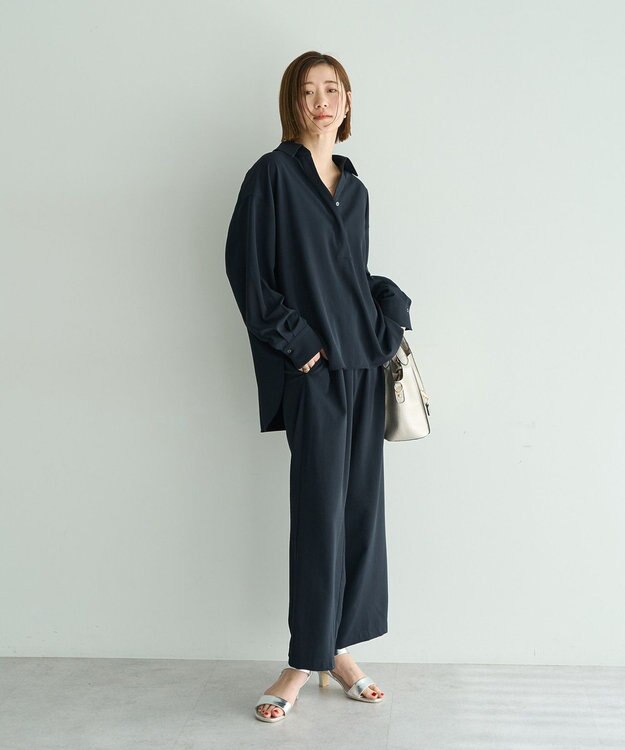 YECCA VECCA 【2点SET】スキッパーデザインセットアップ Navy