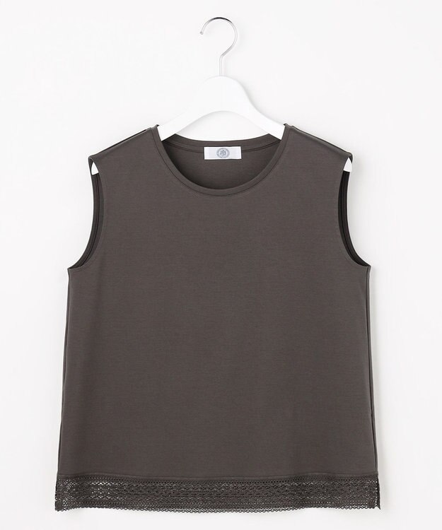 J.PRESS LADIES コットンスムース ノースリーブ カットソー スレートブラウン系