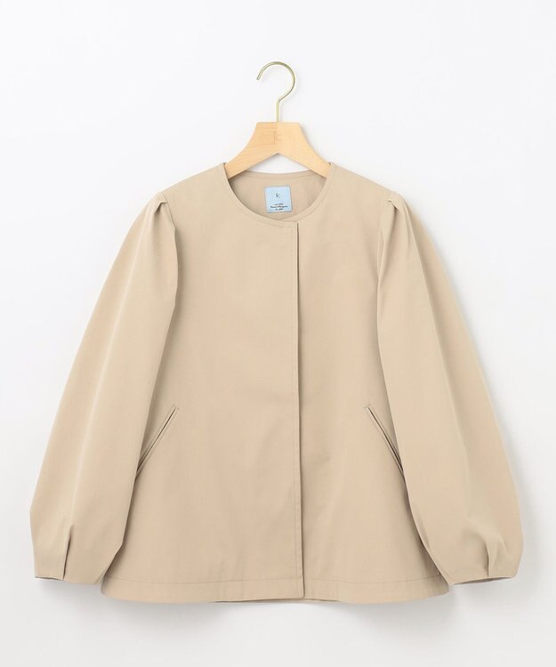 組曲 S コットンライクツイル ノーカラーショート丈コート ベージュ系