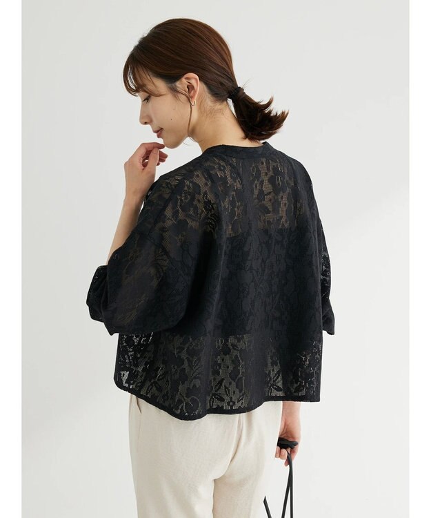 Green Parks ・ＥＬＥＮＣＡＲＥ　ＤＵＥ　バンドカラーレースシャツ Black