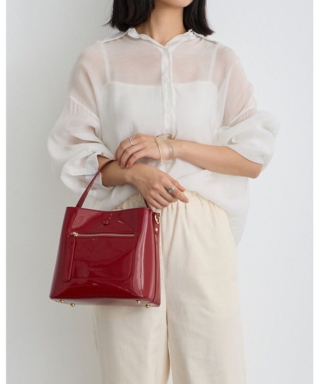 MioFIRANO スクエアエナメルハンドバッグ 2WAY　FIRANO フィラノ RED