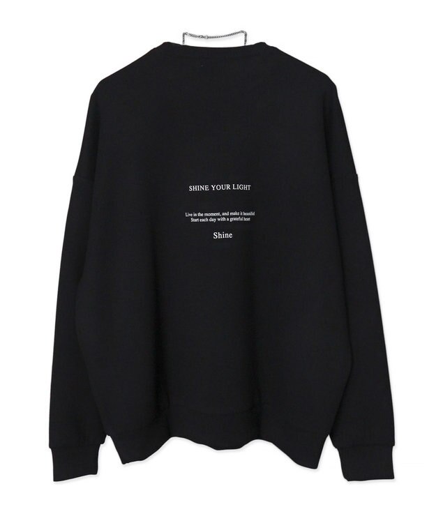 WEGO 【２点セット】アクセ付きフォトグラフィックプルオーバー ブラック