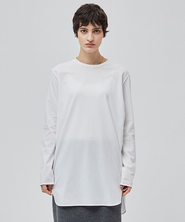 BEIGE， 【洗える】BROIS / ロング丈カットソー White