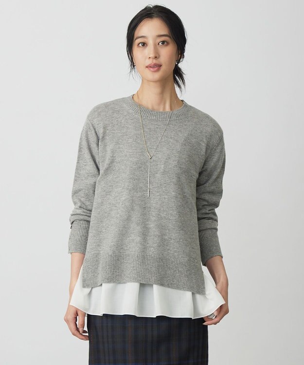 J.PRESS LADIES CASHMERE BLEND クルーネック ニット トップグレー系