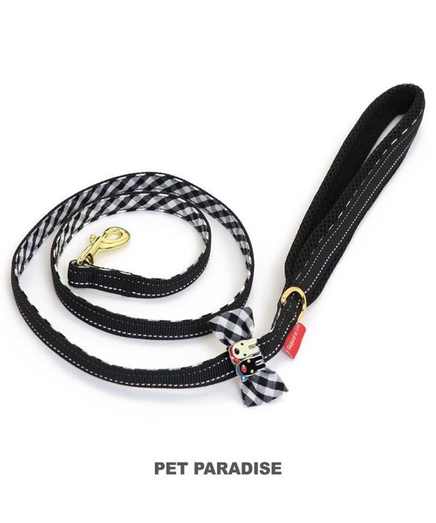 PET PARADISE リサとガスパール おしゃれ反射 リード 《ギンガムチェック 》４Ｓ~３Ｓ 無彩色