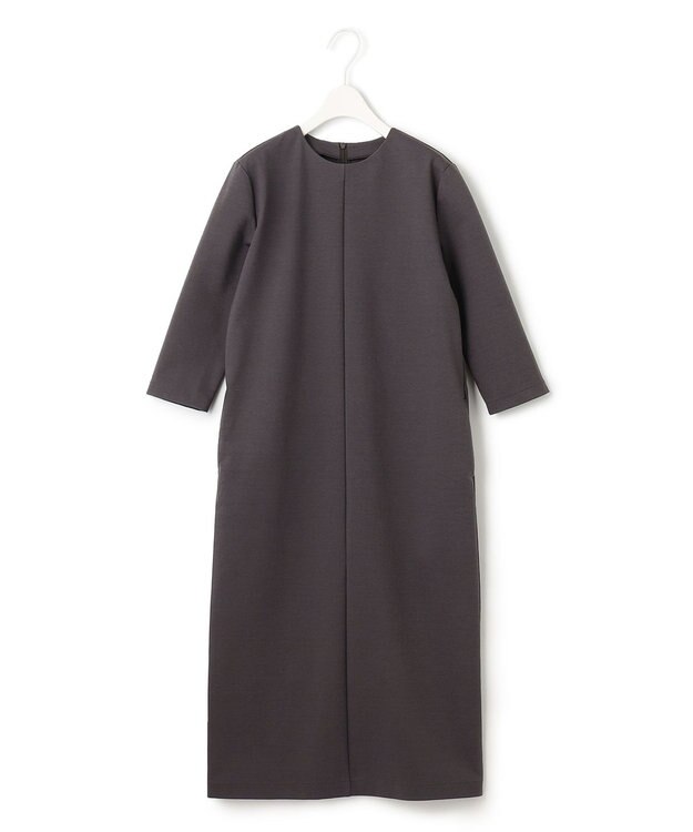 ICB 【セットアップ対応・洗える】コットンコンプレッシャー ストレートワンピース ミディアムグレー系