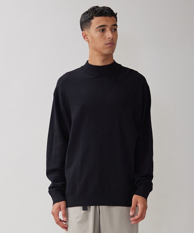 UNFILO MENS スタイリッシュ ハイネック ニット ブラック