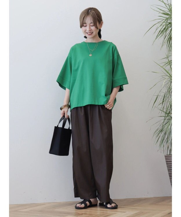 AMERICAN HOLIC 接触冷感ＳＺ５分袖カットプルオーバー Green