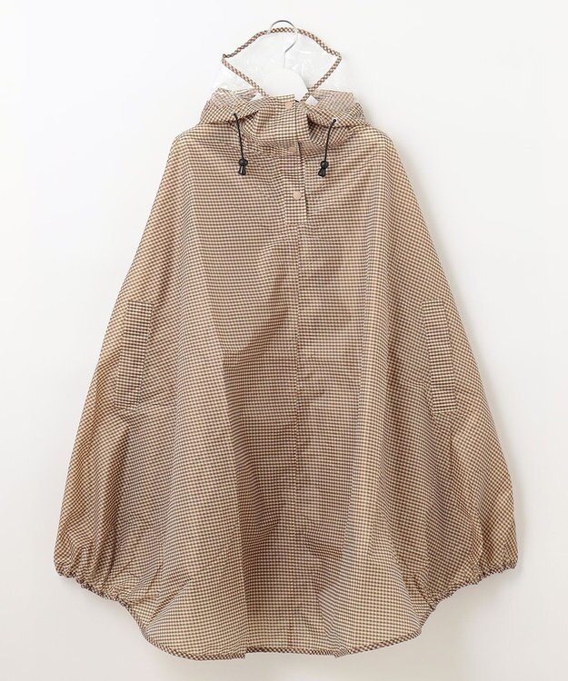 MOONBAT FLAT PURE サイクル レインポンチョ チェック 自転車 収納袋付き ベージュ