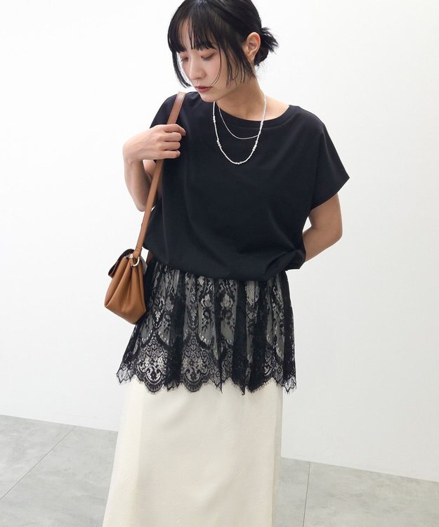 Green Parks レースドッキングフレンチプルオーバー Black
