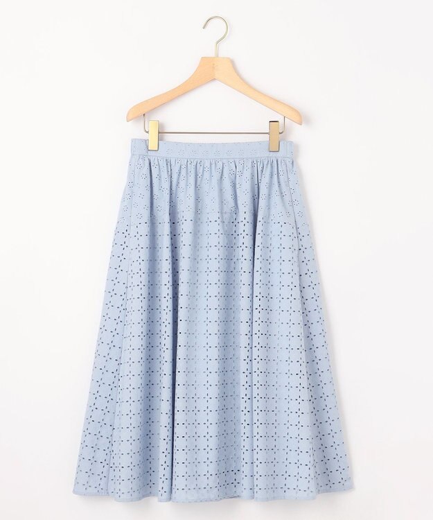 組曲 S 【WEB限定】エンブロイダリーレース フレアスカート サックスブルー系