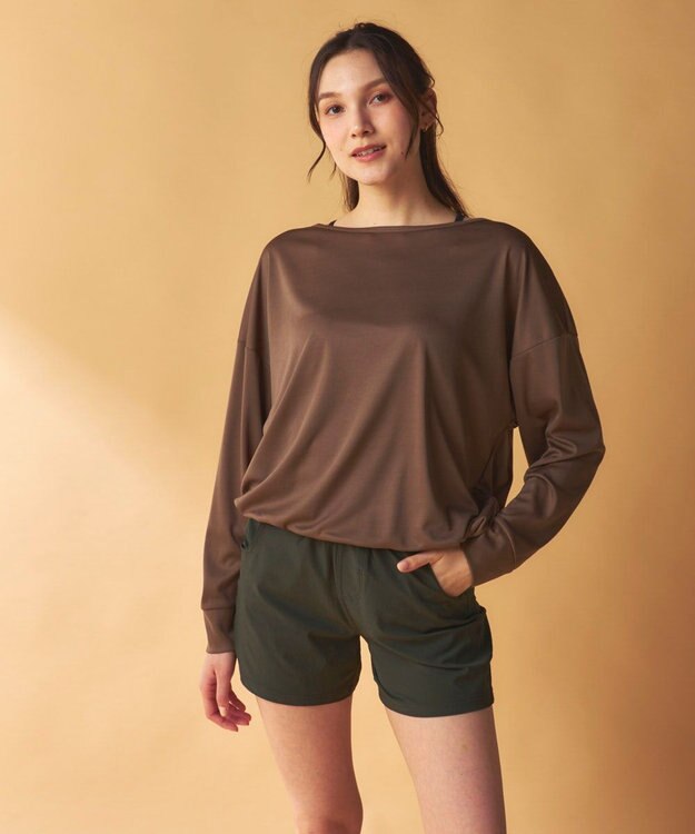 OP／FILA 【Ocean Pacific】ドロスコード付き長袖ラッシュガード　上下2点セット ベージュ