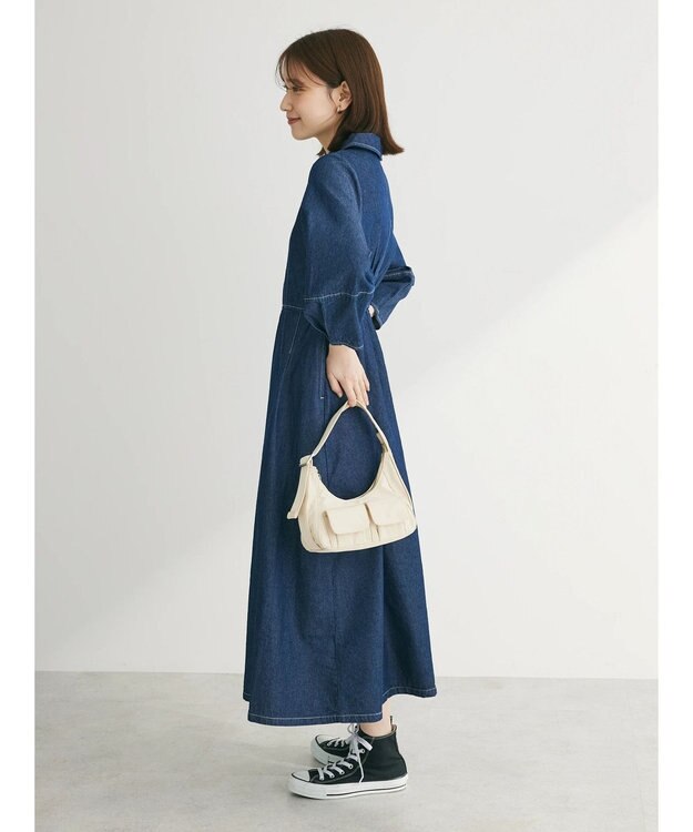 Green Parks ・ＥＬＥＮＣＡＲＥ　ＤＵＥ　デニムハーフＺＩＰワンピース Indigo