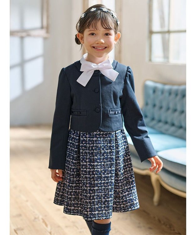 組曲 KIDS 【110-140㎝】ラウンドカラー ジャケット ネイビー系