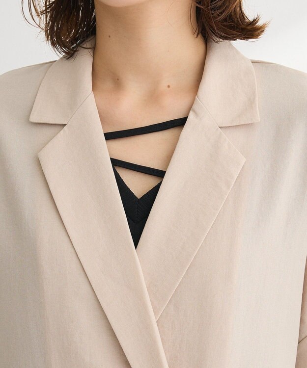 Green Parks 麻調フレンチスリーブジャケット Light Beige