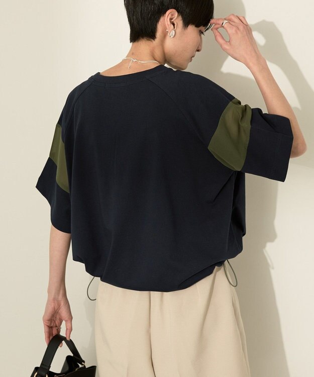 AMERICAN HOLIC 異素材ライン切替プルオーバー Navy