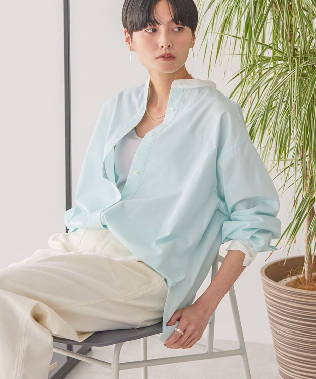 AMERICAN HOLIC イージーケアバンドカラーロングシャツ Mint