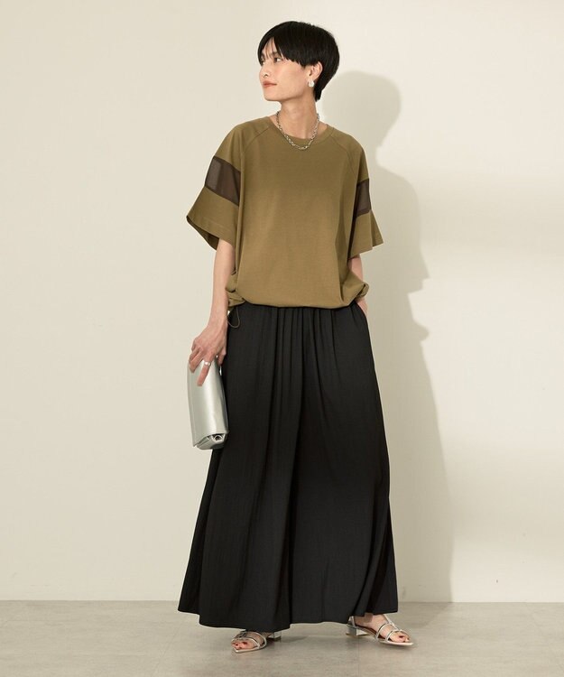 AMERICAN HOLIC 異素材ライン切替プルオーバー Olive