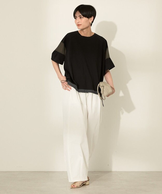 AMERICAN HOLIC 異素材ライン切替プルオーバー Black