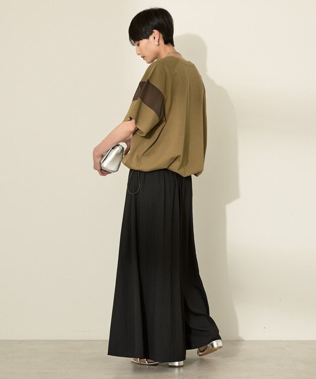 AMERICAN HOLIC 異素材ライン切替プルオーバー Olive