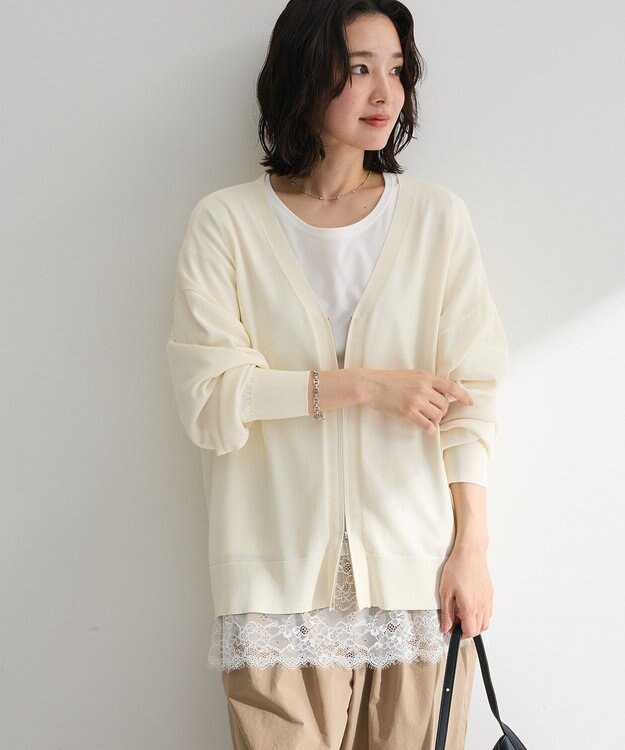 Green Parks ＶネックＺＩＰカーディガン Off White