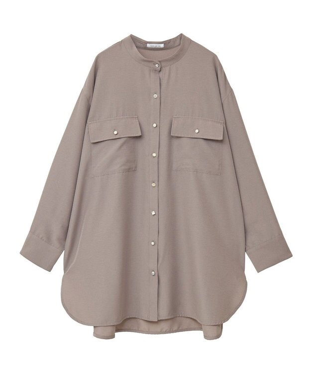 Green Parks ・ＥＬＥＮＣＡＲＥ　ＤＵＥ　イロイロ釦シャツチュニック Gray Beige