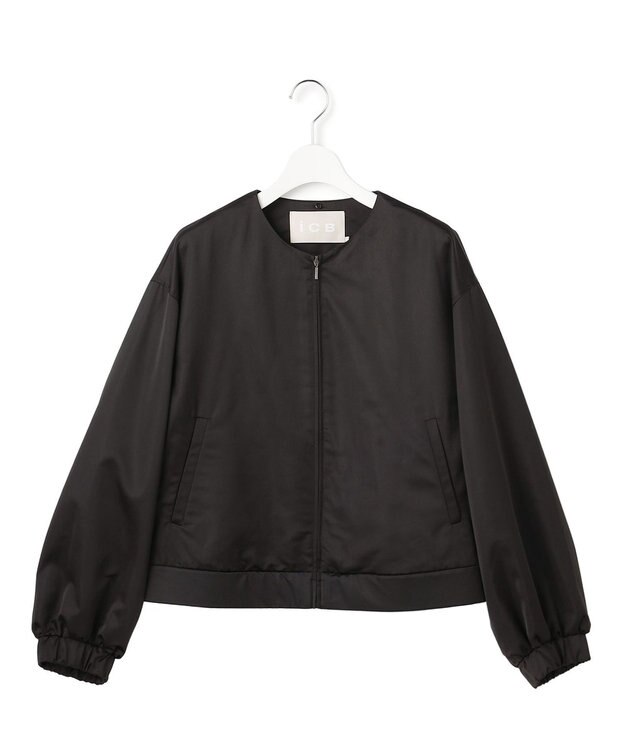 ICB 【先行予約・2WAY】 ダルグロッシーサテン ボウタイ付きブルゾン ブラック