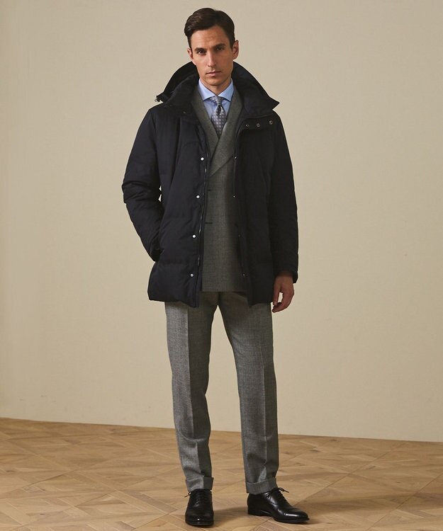 GOTAIRIKU WEB限定【仕事で着られる】ドレスダウンコート_ストレッチツイル_25年新作 ブラック系