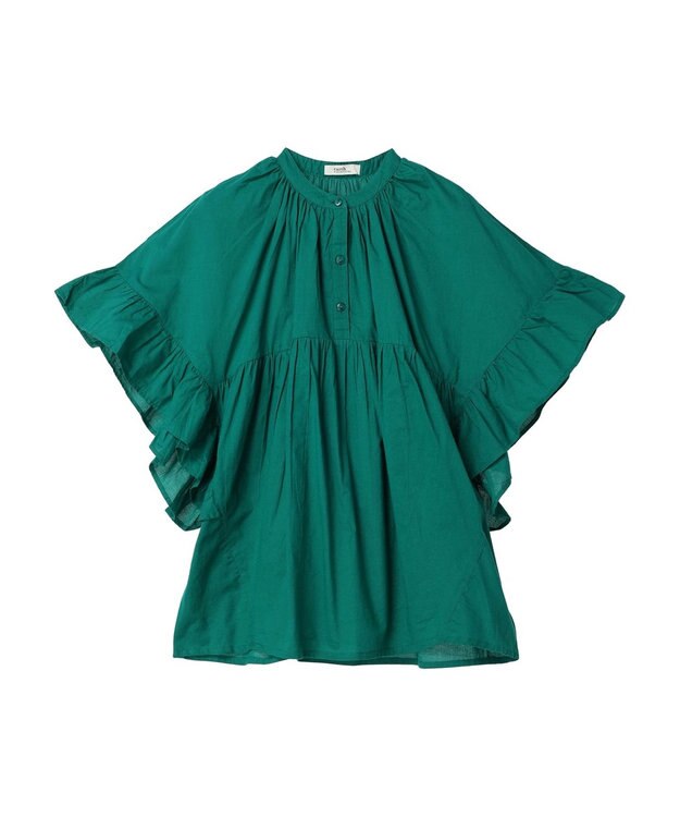 earth music&ecology コットンボイルボリュームブラウス Green