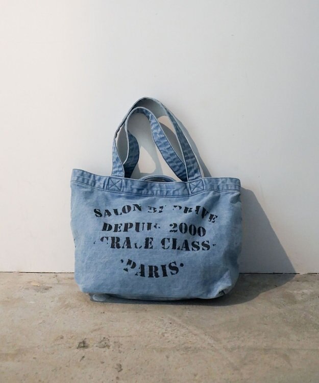 GRACE CONTINENTAL レタードデニムトート ブルー