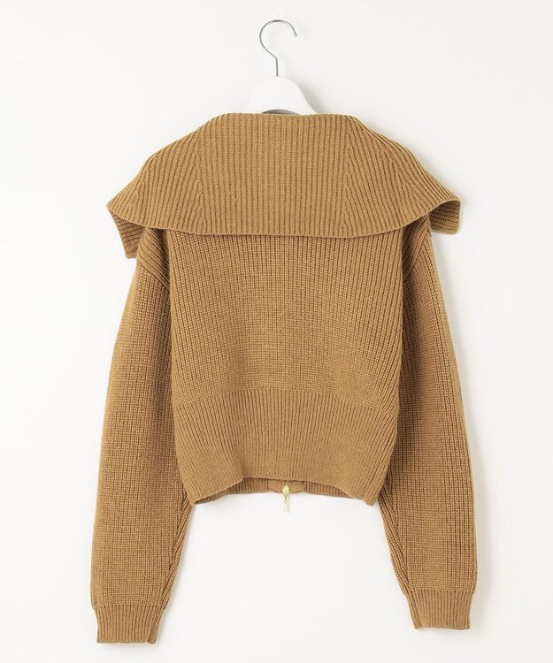 Feroux 【洗える・古畑星夏さん着用】フルジップ ニット キャメル系