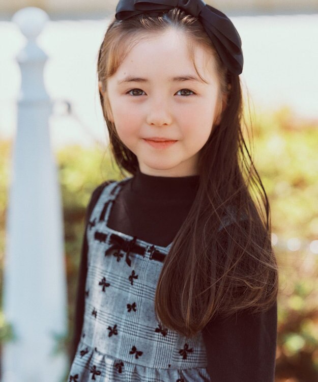 ANY KIDS チェック柄 ドッキング ワンピース ブラック