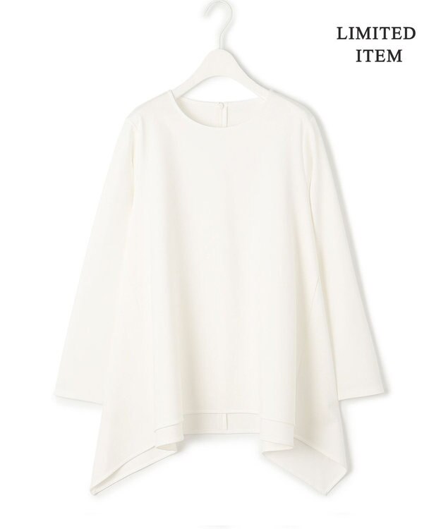 ICB L 【WEB限定・洗える】ヴィスコースストレッチポンチ イレギュラーヘムプルオーバー オフホワイト系