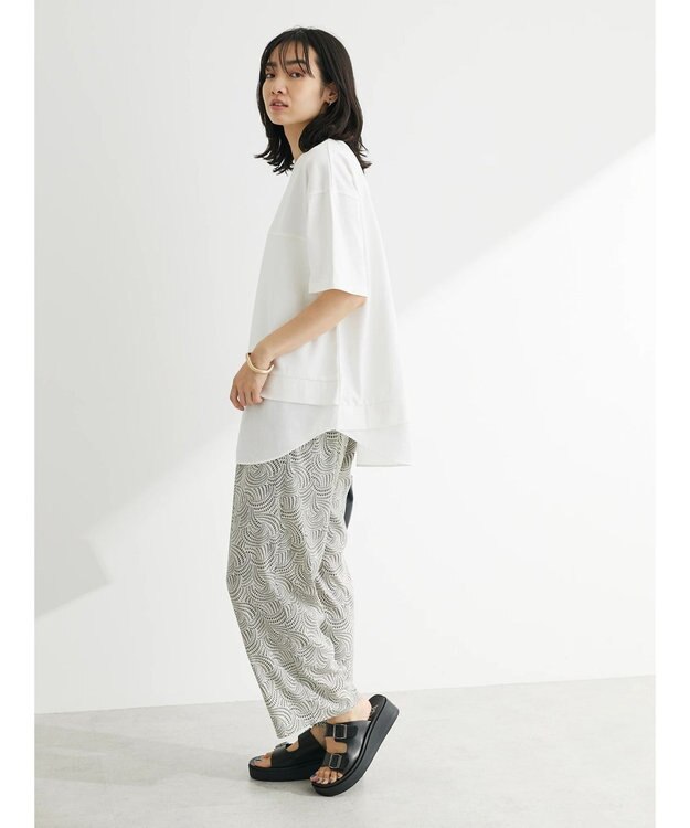 Green Parks 異素材切替ドッキングチュニック Off White