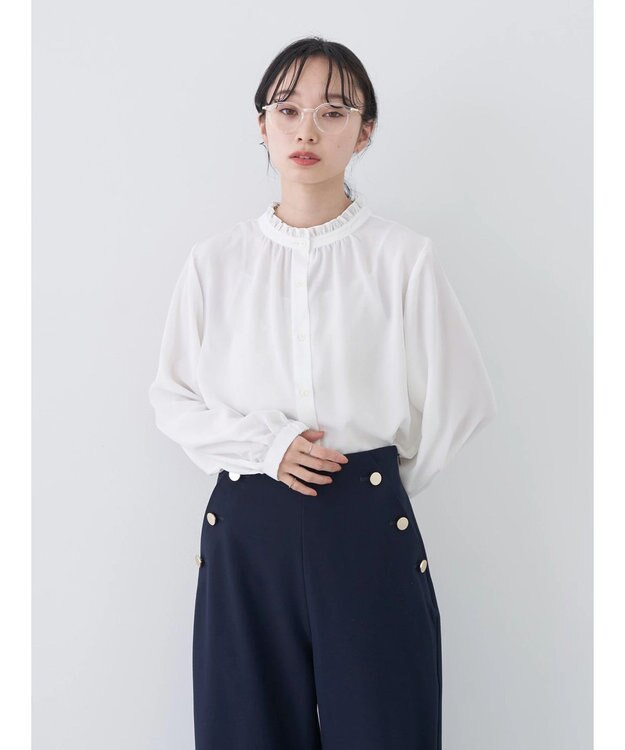 earth music&ecology ２ＷＡＹスタンドフリルブラウス Off White